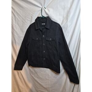 Line Of Trade Solid Black Denim Jacket Size LARGE. New Without Tags.Still Stiff